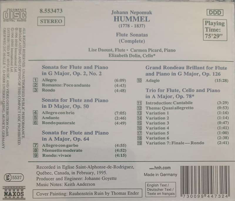 Hummel: Flute Sonatas etc.
