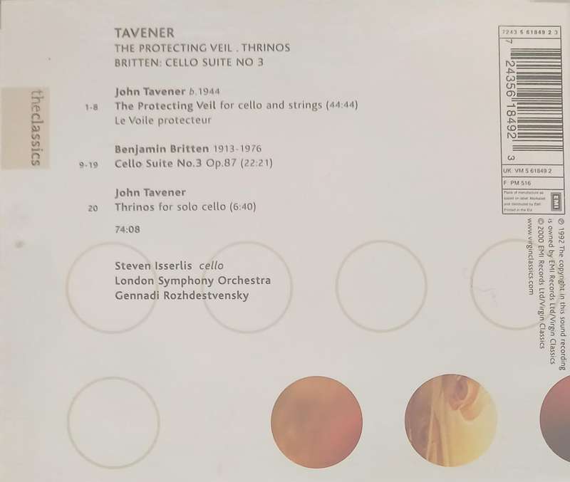 John Tavener: The Protecting Veil & Britten: Cello Suite no. 3