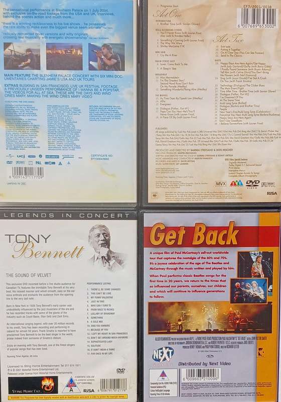 Collection of 4 Music DVDs