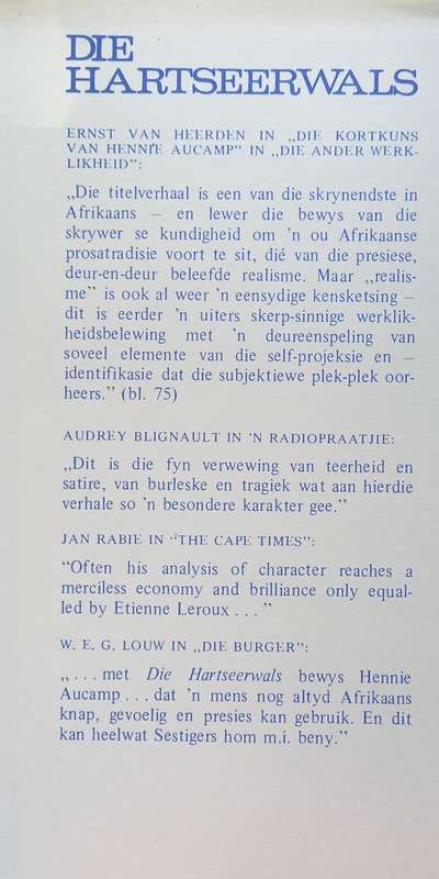 Hennie Aucamp, Die Hartseerwals