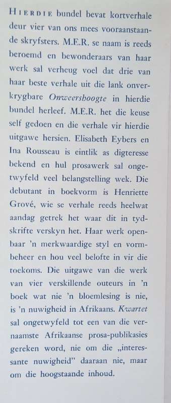 MER, Ina Rousseau, Elisabeth Eybers, Henriette Grove, Kwartet