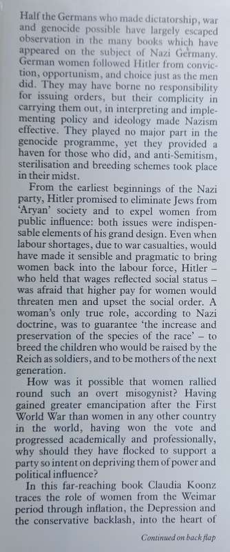Claudia Koontz, Mothers in the Fatherland: Women, the Family and Nazi Politics