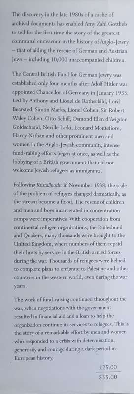 Amy Zahl Gottlieb, Men of Vision: Anglo-Jewry's Aid to Victims of the Nazi Regime