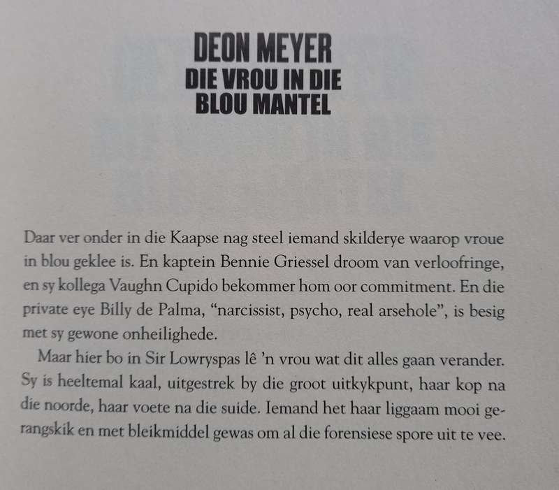 Deon Meyer, Die Vrou in die Blou Mantel