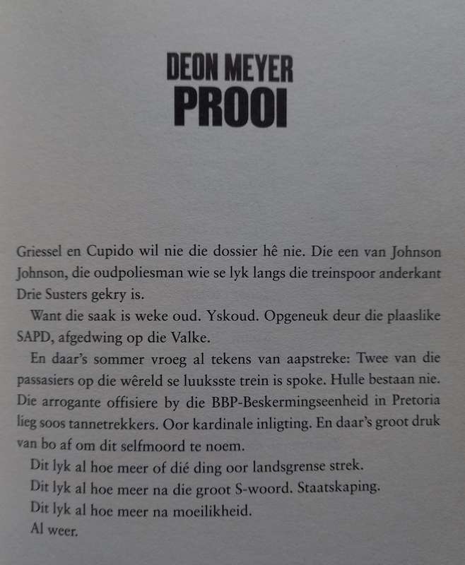 Deon Meyer, Prooi