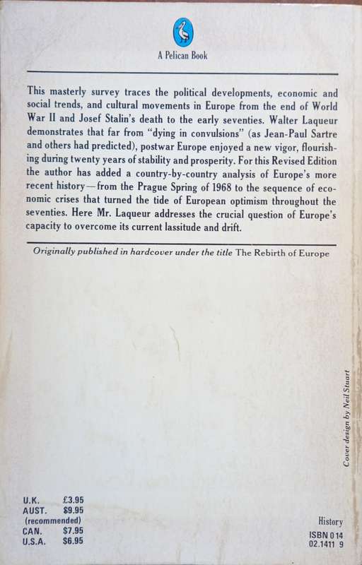 Walter Laqueur, Europe since Hitler: The Rebirth of Europe