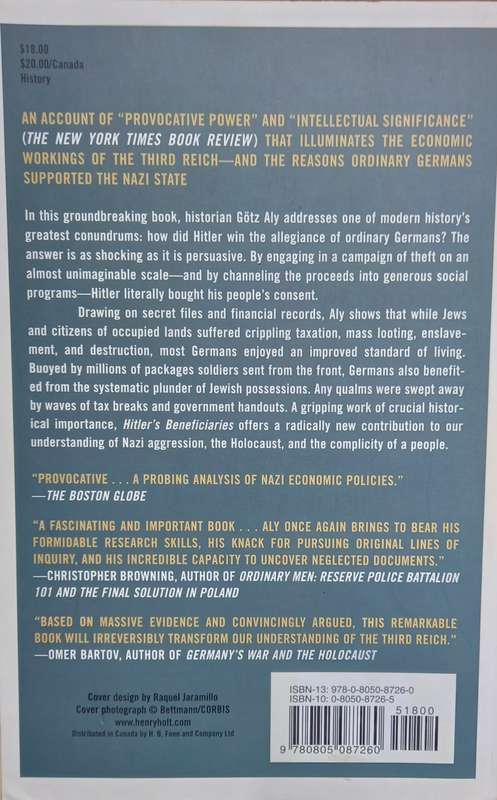 Gotz Aly, Hitler's Beneficiaries: Plunder, Racial War, and the Nazi Welfare State