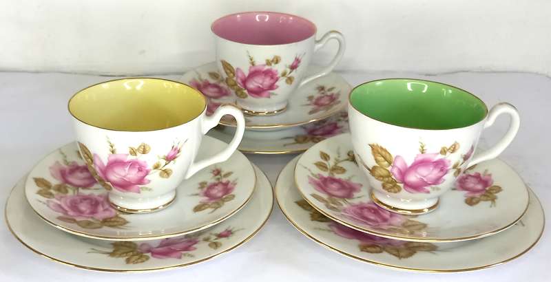3 x Westminster China 'Harlequin' Trios (9 pcs)