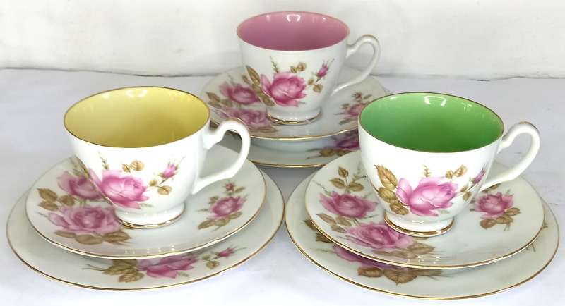 3 x Westminster China 'Harlequin' Trios (9 pcs)