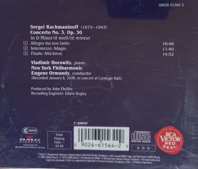 Rachmaninov: Piano Concerto no. 3 (Horowitz/Ormandy)