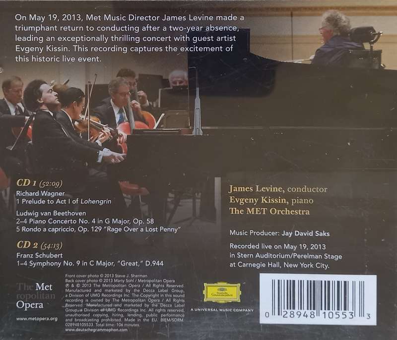 Beethoven: Piano Concerto no. 4 & Schubert: Symphony no. 9 (Kissin/Levine) 2CD-Set