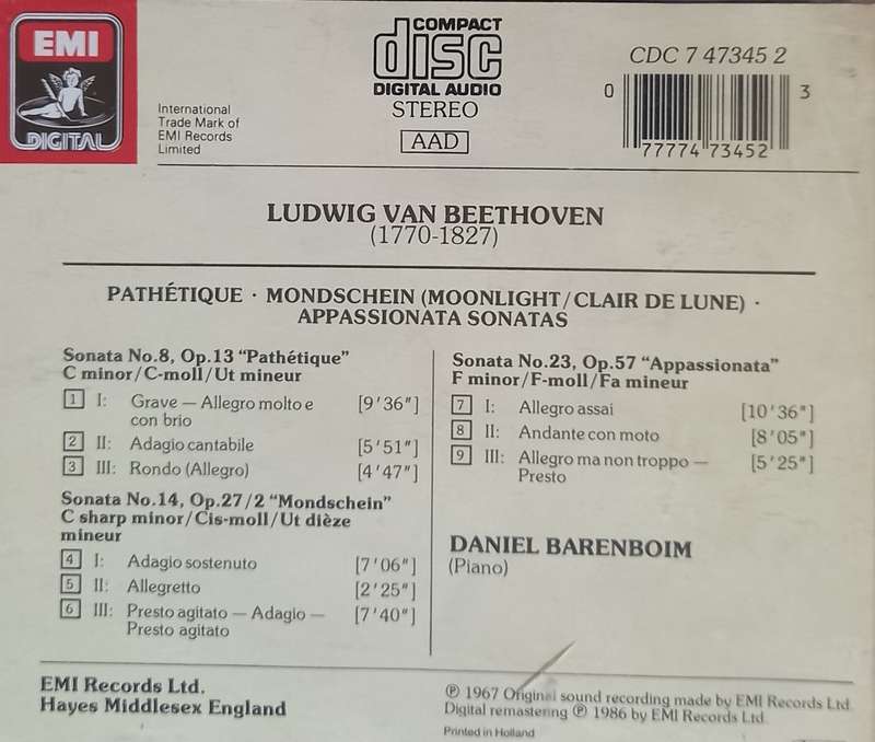 Beethoven: Piano Sonatas nos. 8, 14 & 23 (Barenboim)