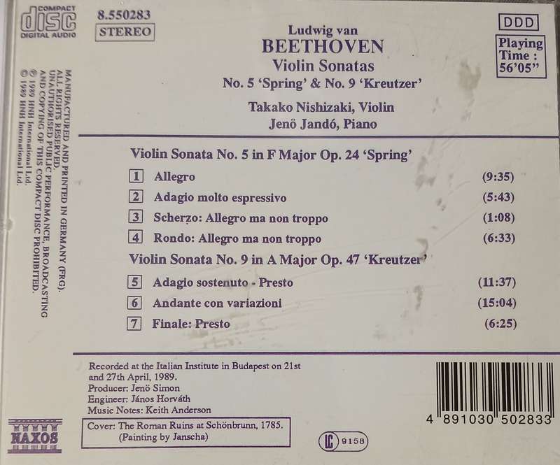 Beethoven: Violin Sonatas no. 5 ('Spring') & no. 9 ('Kreutzer')