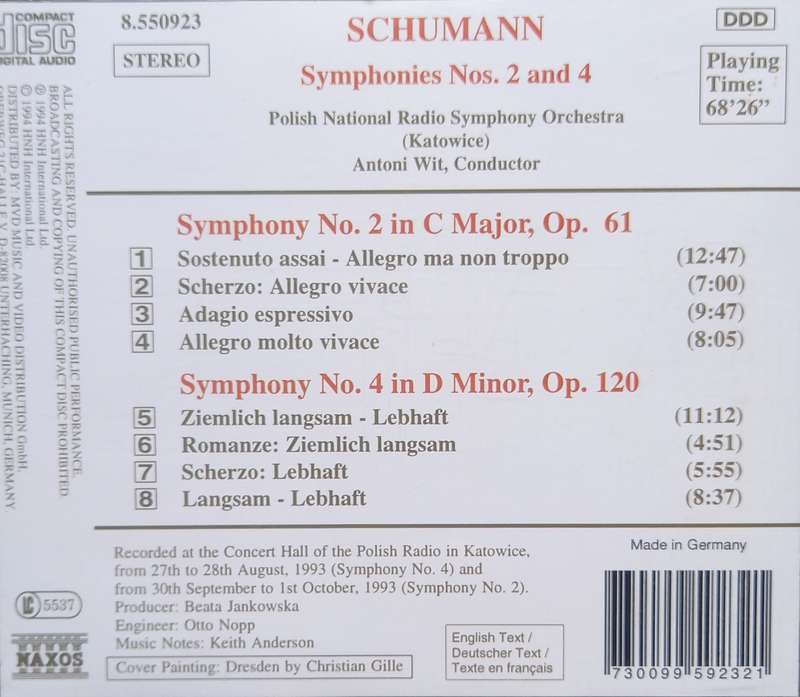 Schumann: Symphony nos. 2 & 4 (CD)
