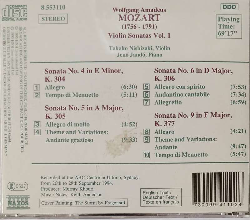 Mozart: Violin Sonatas, K. 304, 306 & 377