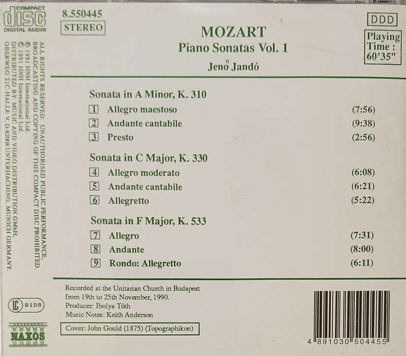 Mozart: Piano Sonatas, K. 310, 330 & 533 (CD)