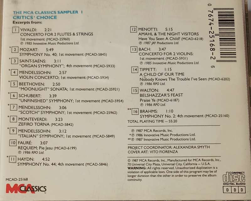 The MCA Classics Sampler: Critics' Choice (compilation)