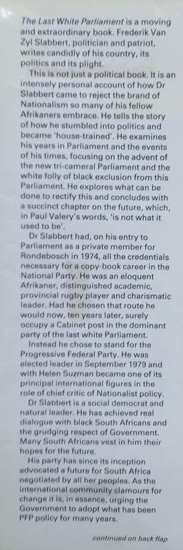 F. van Zyl Slabbert, The Last White Parliament