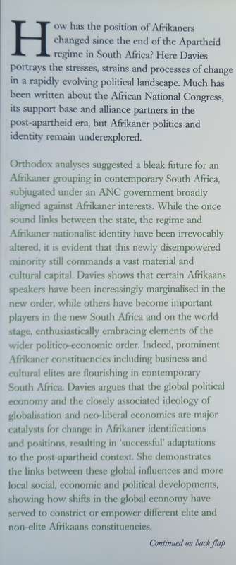 Rebecca Davies, Afrikaners in the New South Africa: Identity Politics in a Globalised Economy