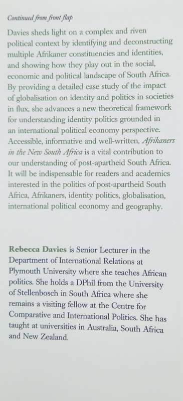 Rebecca Davies, Afrikaners in the New South Africa: Identity Politics in a Globalised Economy