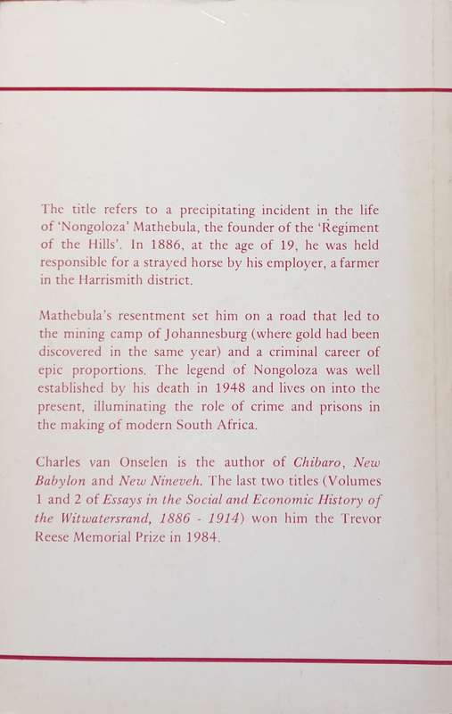 Charles van Onselen, The Small Matter of a Horse (1st edition)