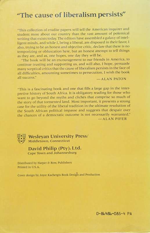Jeffrey Butler, Richard Elphick & David Welsh, Democratic Liberalism in South Africa