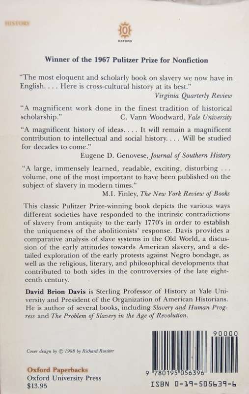 David Brion Davis, The Problem of Slavery in Western Culture