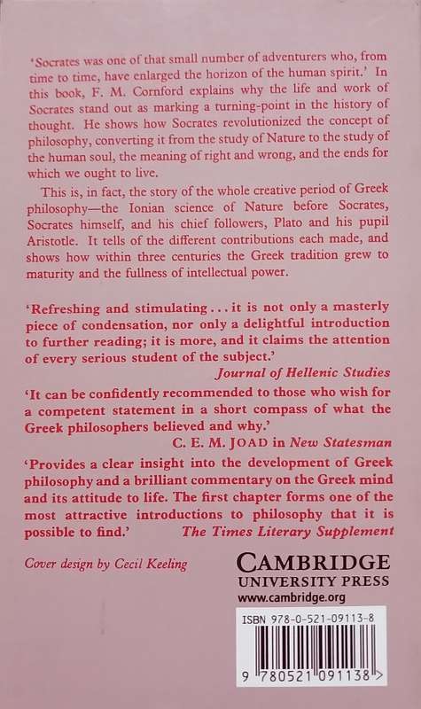 F.M. Cornford, Before and After Socrates