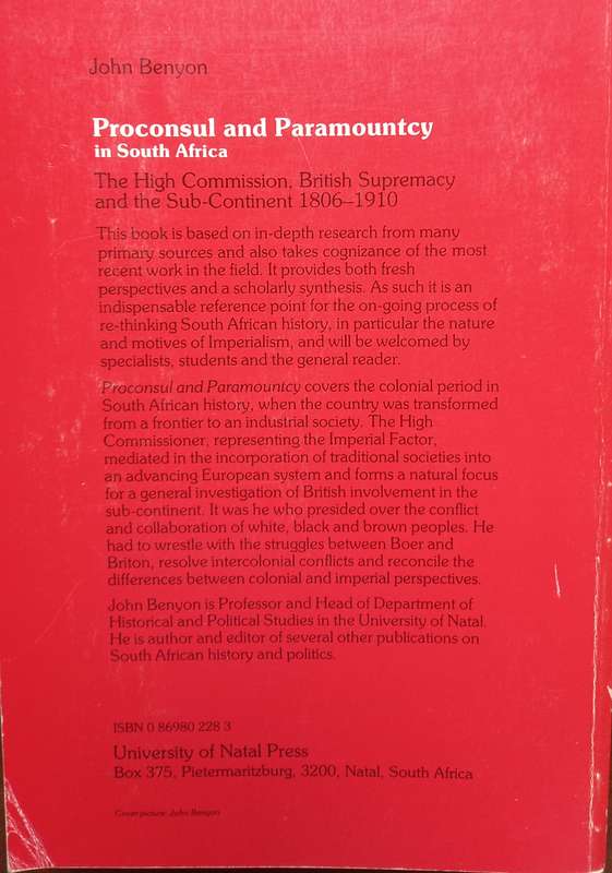 John Benyon, Proconsul and Paramountcy in South Africa