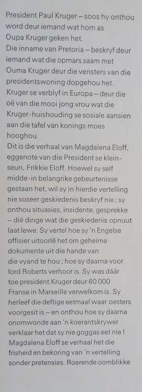 Magdalena Eloff, Die President en Ek: Herinneringe