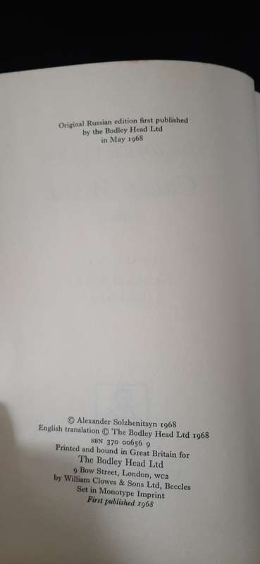Cancer Ward by Alexander Solzhenitsyn (First Edition)