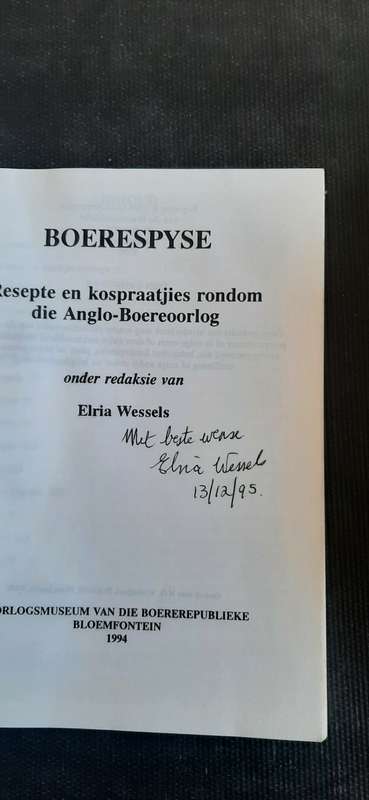 Boerespyse onder redaksie van Elria Wessels (Geteken)