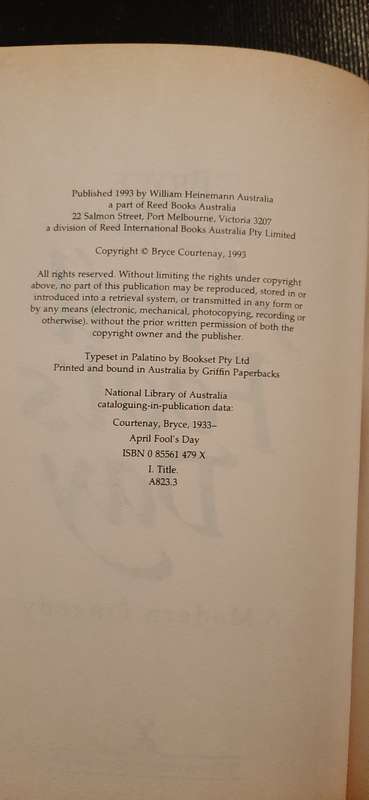 April Fool's Day by Bryce Courtenay (First Edition)