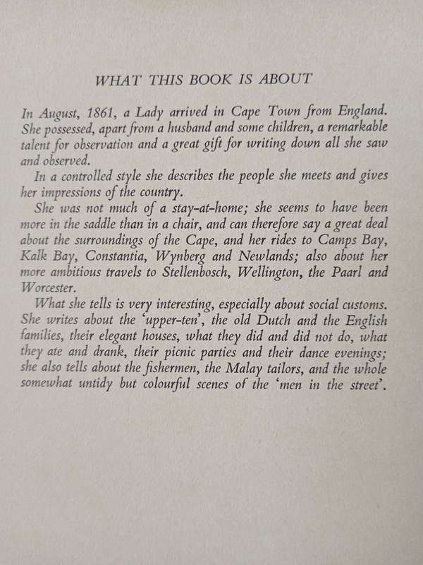 Life at The Cape over 100 years ago by A Lady