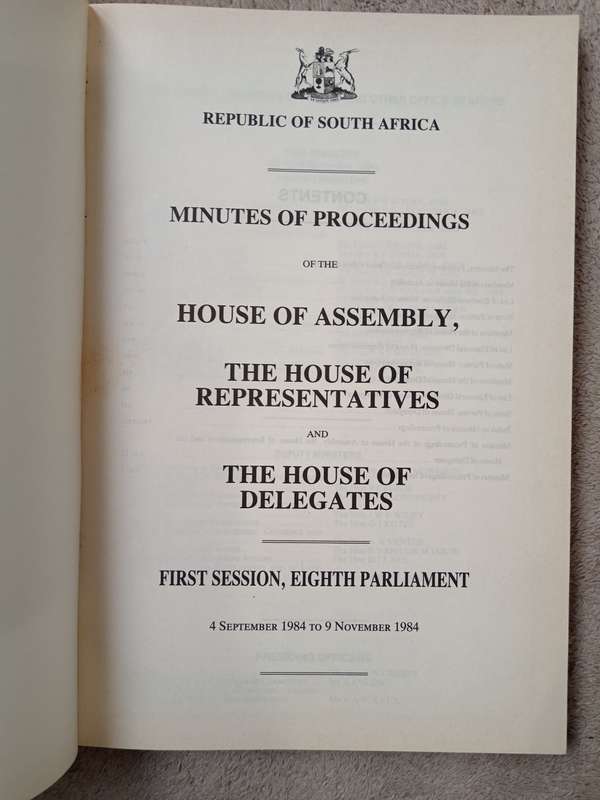 Minutes of Proceedings First Session Eighth Parliament 1984