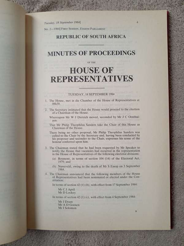 Minutes of Proceedings First Session Eighth Parliament 1984