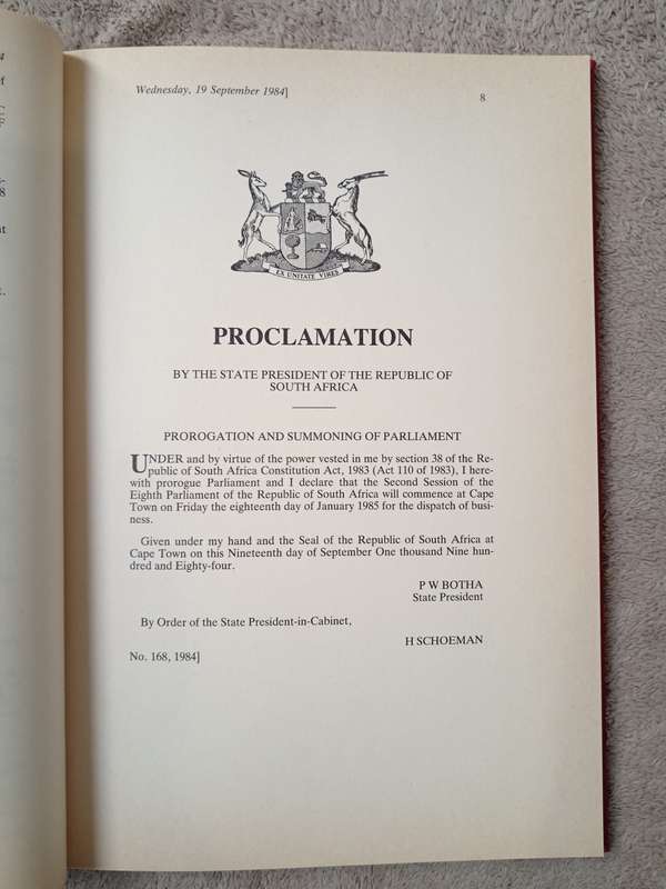Minutes of Proceedings First Session Eighth Parliament 1984