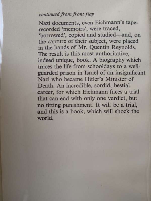 Eichmann, Minister of Death by Quentin Reynolds, Ephraim Katz & Zwy Aldouby