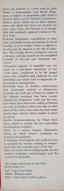 Snakes & Snake bite by John Visser & David S Chapman