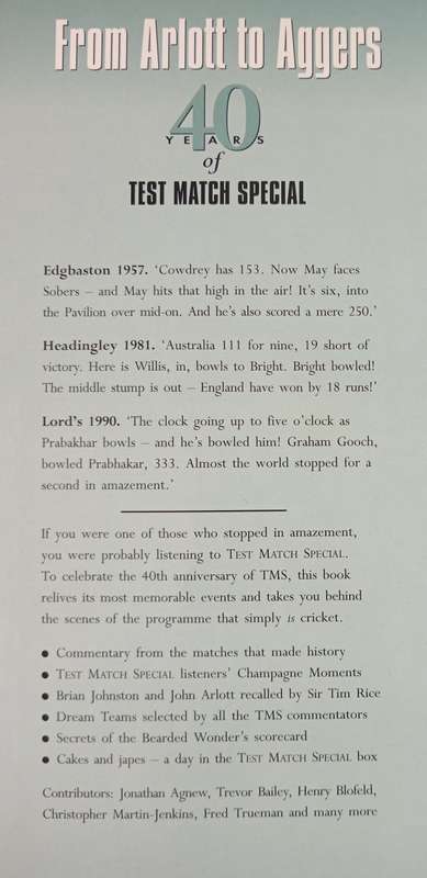 From Arlott to Aggere 40 years of Test Match Special Foreword by Sir Colin Cowdrey