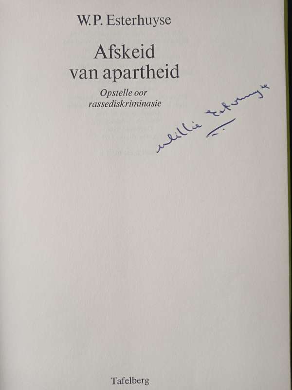 Afskied van Apartheid by W P Esterhuyse