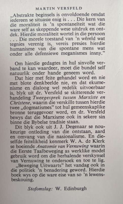 Beweging Uitwaarts by WA de Klerk, Martin Versfeld & JJ Degenaar
