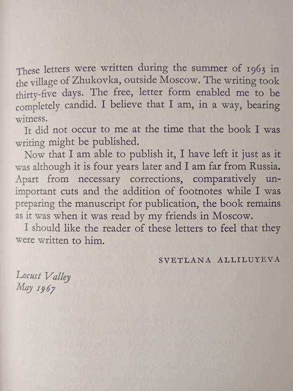 Letters to a Friend by Svetlana Alliluyeva