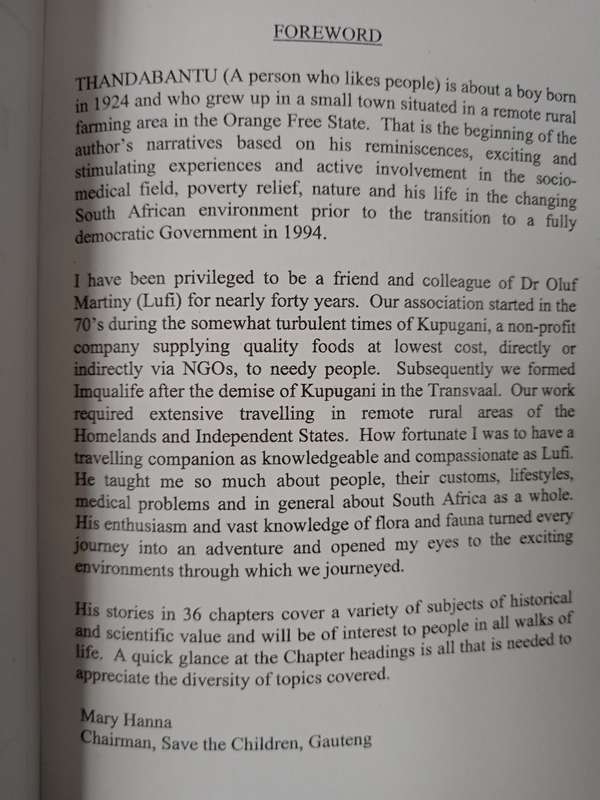 Thandbantu A person who likes people by Dr Oluf Martiny