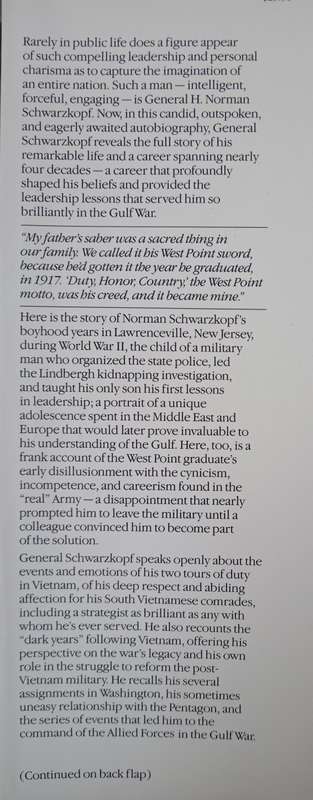 General H Norman Schwarzkope The Autobiography It Doesn't Take A Hero Written with Peter Petre