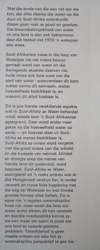 Suid-Afrika se Water by F J Potgieter