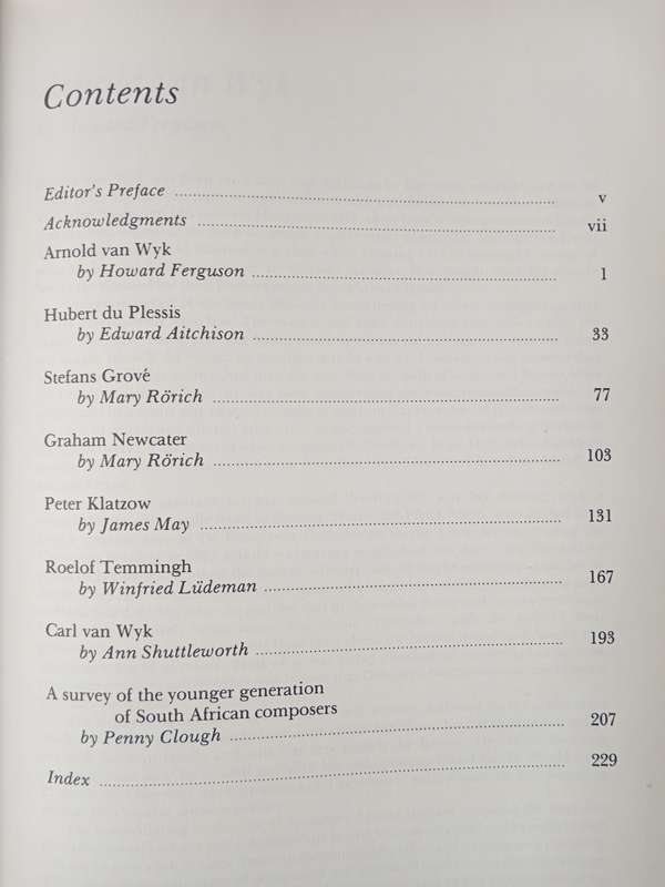 Composers in South Africa Today Edited by Peter Klatzow