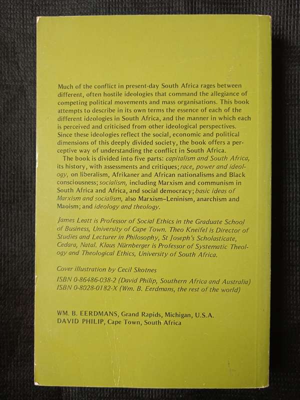 Contending ideologies in South Africa Edited by James Leatt, Theo Kneifel & Klaus Nürnberger
