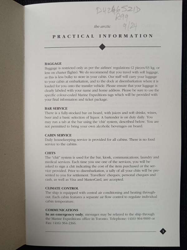 The Arctic Predeparture Information