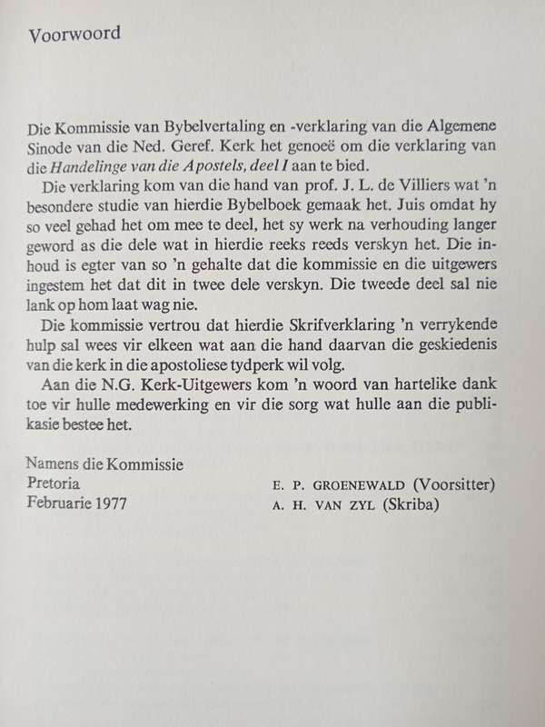 Die Handelinge van Die Apostels by Prof J L de Villiers